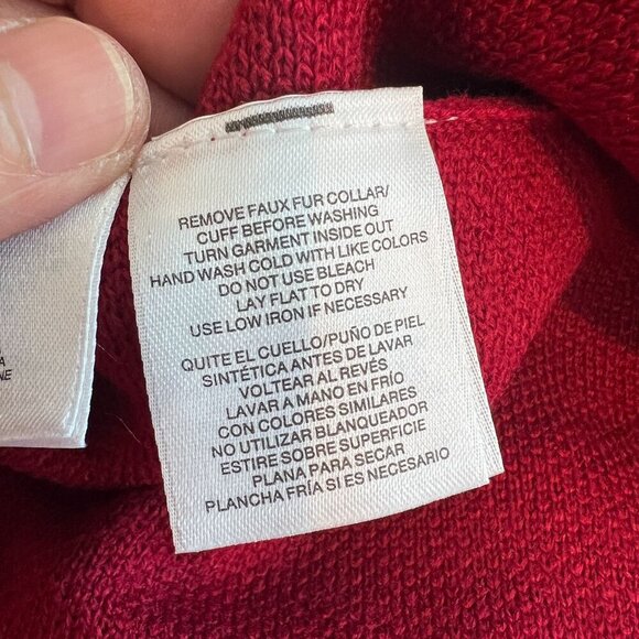 Anne Klein Women's Faux Fur Collar Ponco Sz MEDIUM in Titian Red/Anne Black - Picture 9 of 12